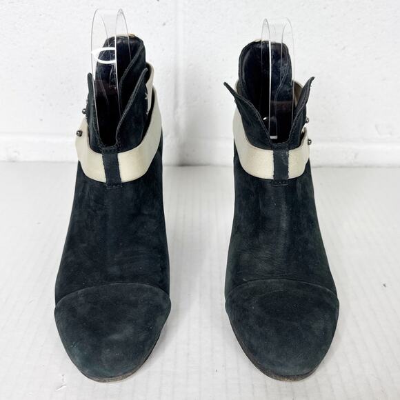Rag and Bone Boots Womens Size 37 Black Suede Stacked Heel Ankle Booties - Picture 4 of 13